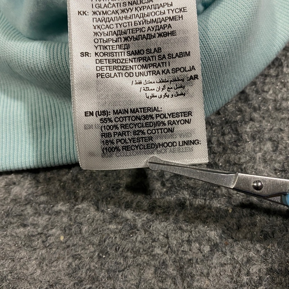 Adidas Trefoil Floral Logo Hoodie Womens XL Halo Mint Blue Flowers Pullover - Picture 15 of 16